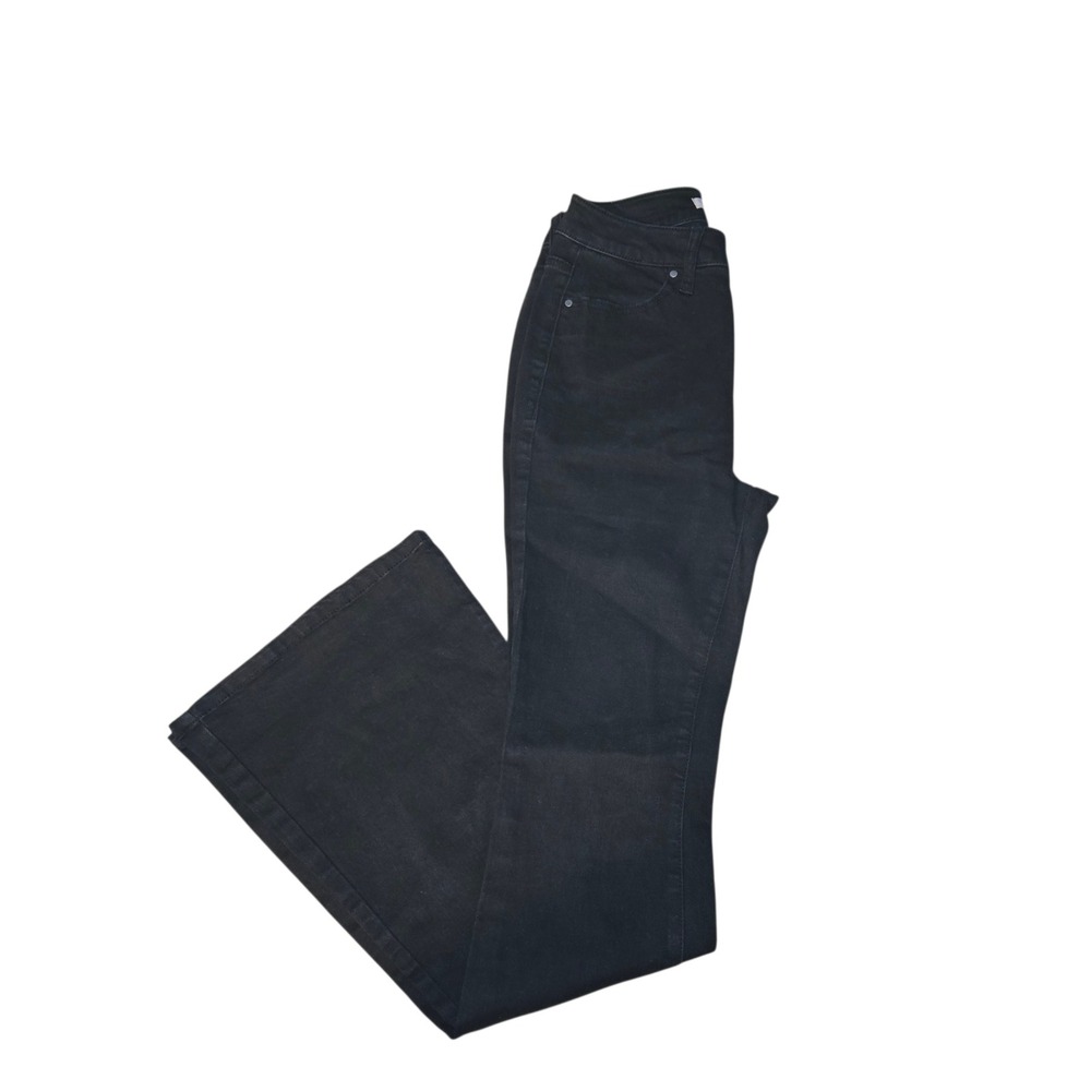 Wonderly Flare Jeans Womens 27 Black Button Fly High Rise Stretch Denim
